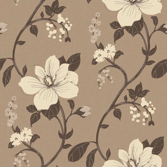 Flowery pattern leaves flowers brown free wallpaper for tablet - medium preview image