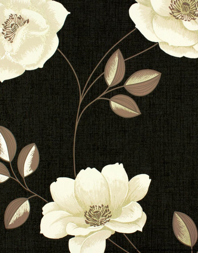 Black white floral wallpaper white free wallpaper for mobile - medium preview image
