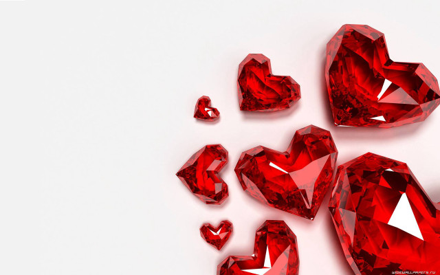 Red hearts white surface diamonds free wallpaper for desktop - medium preview image