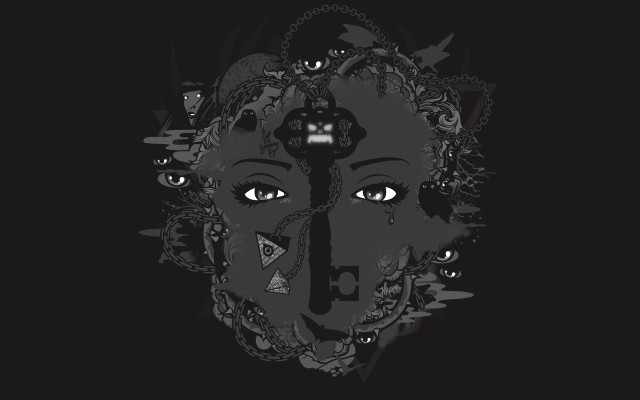 Woman multiple eyes black background free wallpaper for desktop - medium preview image
