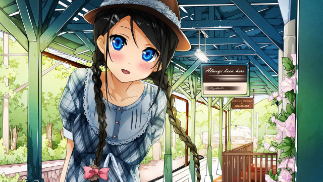 Woman hat blue eyes train free wallpaper for desktop - medium preview image