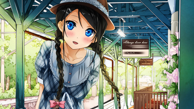 Woman hat blue eyes train #2 free wallpaper for desktop - medium preview image