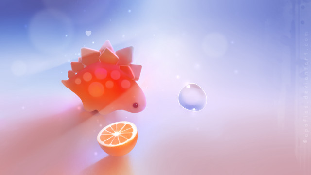 Hedgehog orange slice bubbles blue free wallpaper for desktop - medium preview image