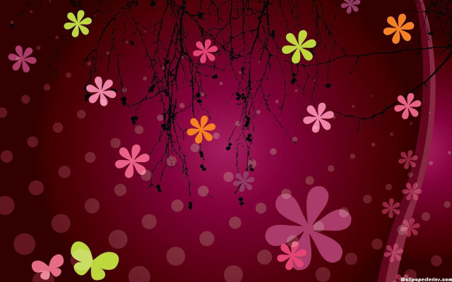 Purple background flowers vines pattern free wallpaper for desktop - medium preview image