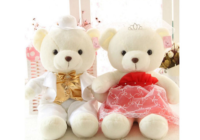 Teddy bears wedding attire pink free wallpaper for desktop - medium preview image