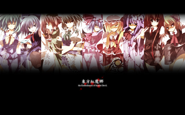 Anime characters group standing hands free wallpaper for desktop - medium preview image