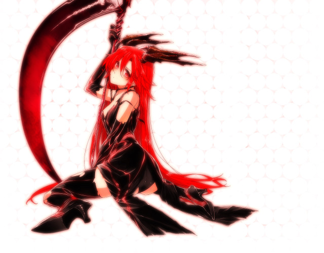 Red hair woman sword kneeling free wallpaper for desktop - medium preview image