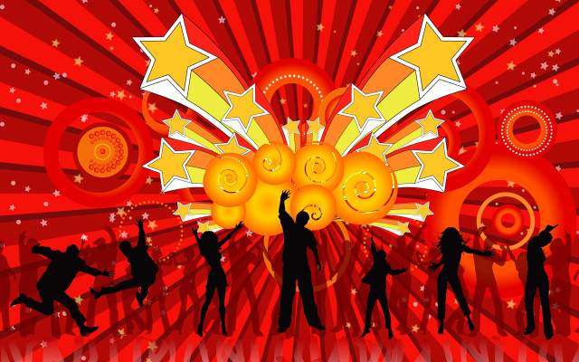 Dancing people red background stars free wallpaper for desktop - medium preview image