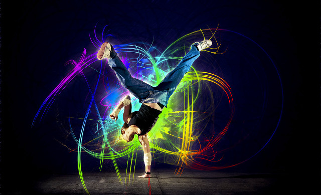 Man handstand colorful background swirling free wallpaper for desktop - medium preview image