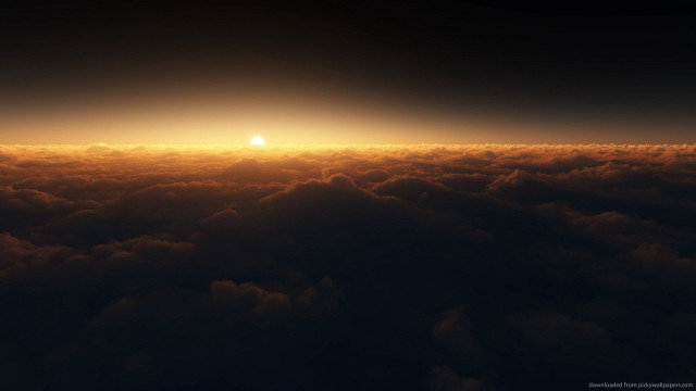Sunset aerial clouds bright sun free wallpaper for desktop - medium preview image