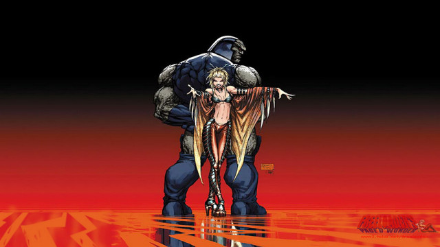 Man woman red background fantasy free wallpaper for desktop - medium preview image