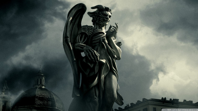 Angel demon sculpture dark sky free wallpaper for desktop - medium preview image