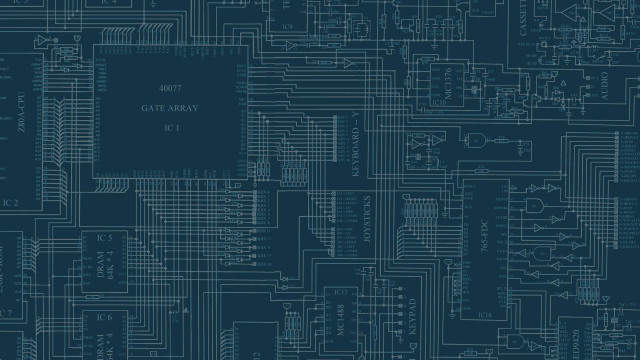 Blue background computer circuit board free wallpaper for desktop - medium preview image