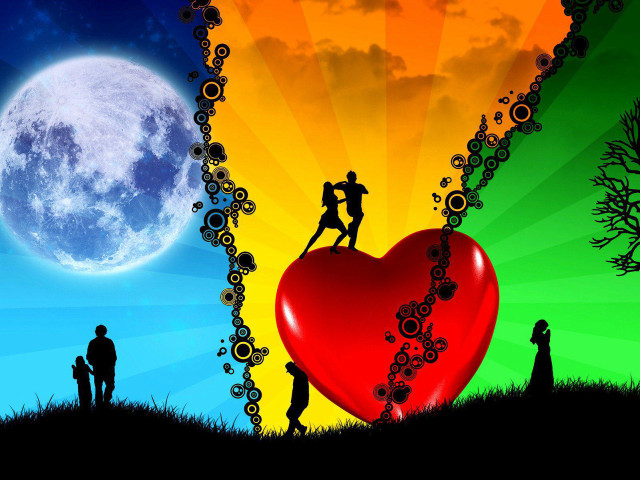 Couple heart moon tree man free wallpaper for desktop - medium preview image