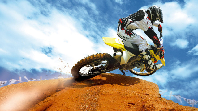 Dirt bike desert sky clouds free wallpaper for desktop - medium preview image