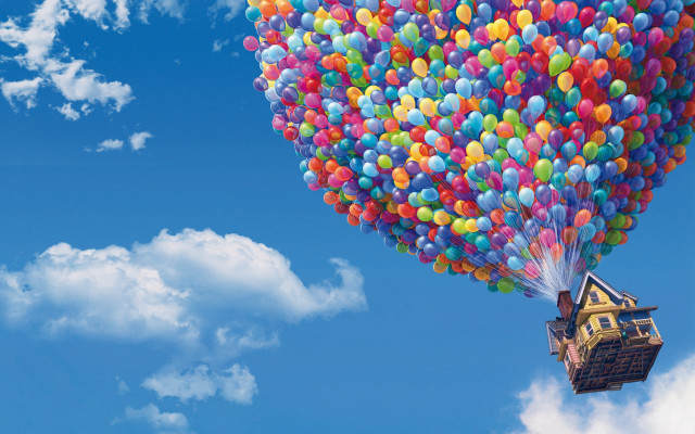 Floating house balloons in the #9 free wallpaper for desktop - medium preview image