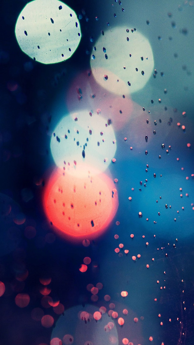 Blurry raindrops window streetlight trafficlights #2 free wallpaper for mobile - medium preview image