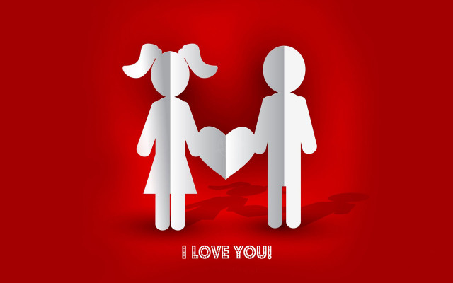 Paper cutout couple holding hands free wallpaper for desktop - medium preview image
