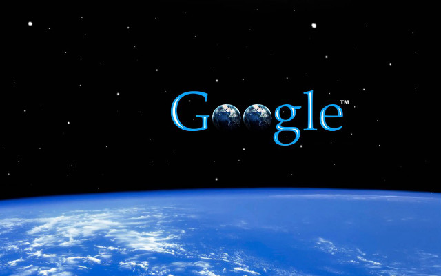 Earth google logo background stars free wallpaper for desktop - medium preview image