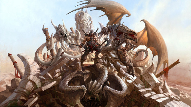 Giant dragon horns back pile free wallpaper for desktop - medium preview image