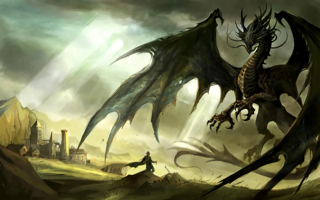 Dragon man hill castle distance #2 free wallpaper for desktop - medium preview image