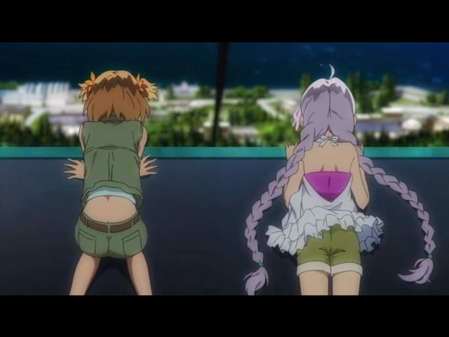 Anime characters cityscape green outfits free wallpaper for desktop - medium preview image