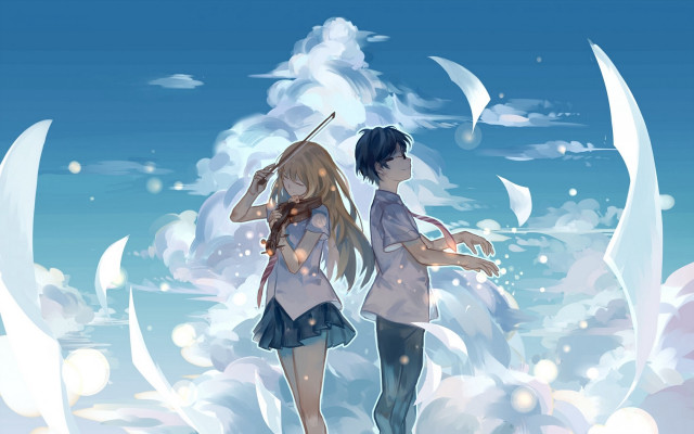 Anime characters blue sky clouds #4 free wallpaper for desktop - medium preview image