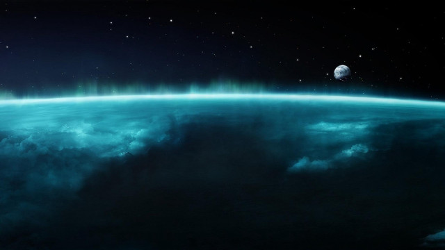 Earth space bright green light free wallpaper for desktop - medium preview image
