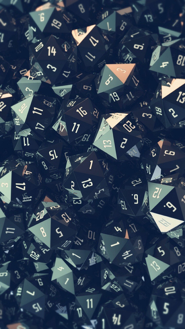 Black silver dice numbers pile free wallpaper for mobile - medium preview image