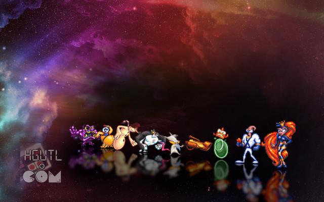 Cartoon characters galaxy background night free wallpaper for desktop - medium preview image
