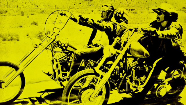 Motorcycle men desert yellow background free wallpaper for desktop - medium preview image