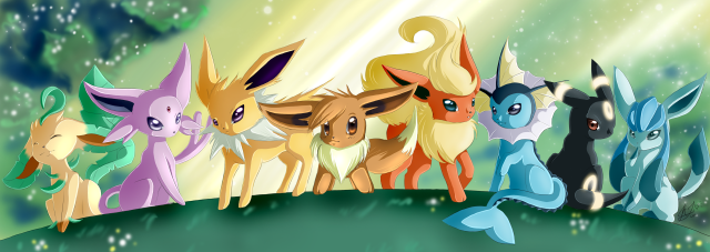 Pokemon group standing field grass free wallpaper for desktop - medium preview image