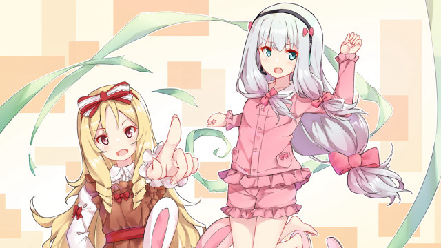 Anime girls pointing together fingers free wallpaper for desktop - medium preview image
