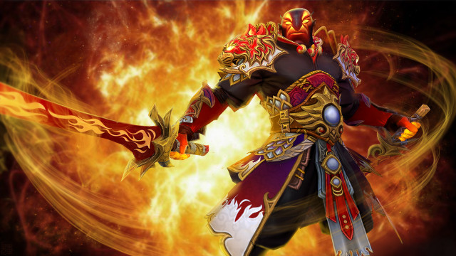 Man costume sword fire flames free wallpaper for desktop - medium preview image