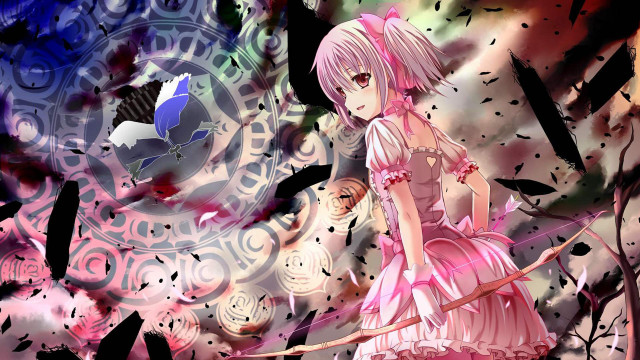Girl pink dress bow knife free wallpaper for desktop - medium preview image