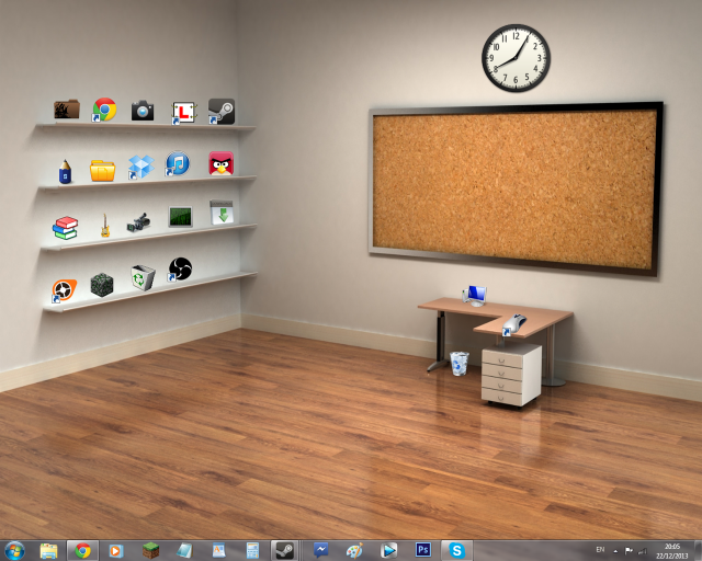 Room desk clock corkboard minimalism free wallpaper for desktop - medium preview image