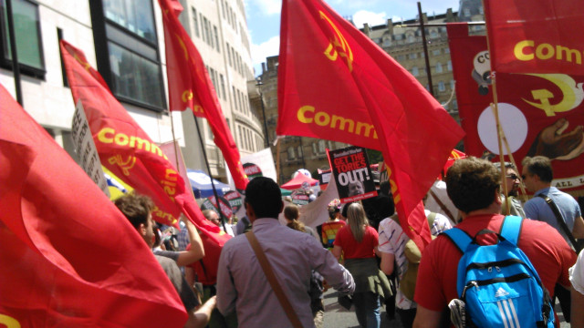 Group people walking street red free wallpaper for desktop - medium preview image