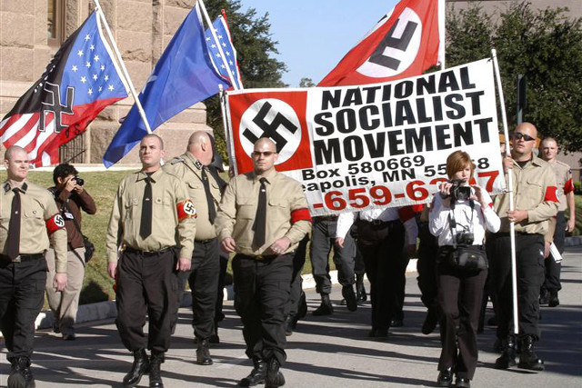 People walking street signs flags free wallpaper for desktop - medium preview image