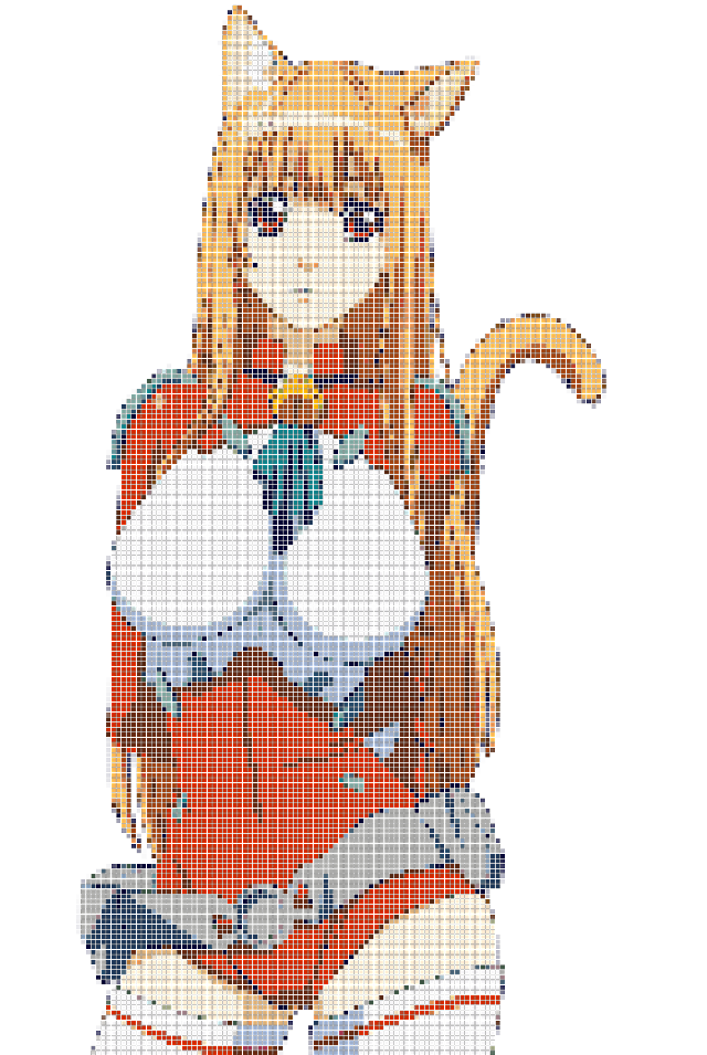 Girl cat cross stitch picture free wallpaper for mobile - medium preview image