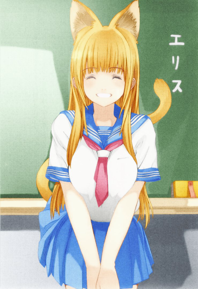 Girl school uniform chalkboard cat free wallpaper for mobile - medium preview image