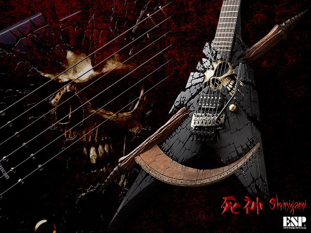 Guitar skull head neck strings free wallpaper for desktop - medium preview image