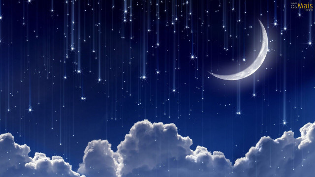Night sky stars crescent moon #4 free wallpaper for desktop - medium preview image