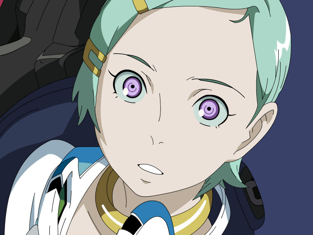 Bluehair greeneyes serious anime eureka free wallpaper for desktop - medium preview image