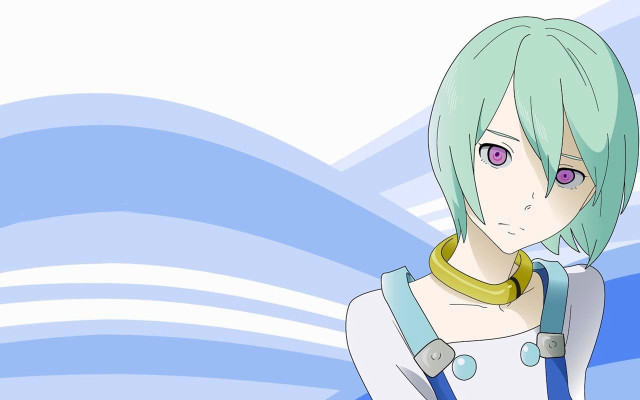 Anime green hair blue eyes free wallpaper for desktop - medium preview image