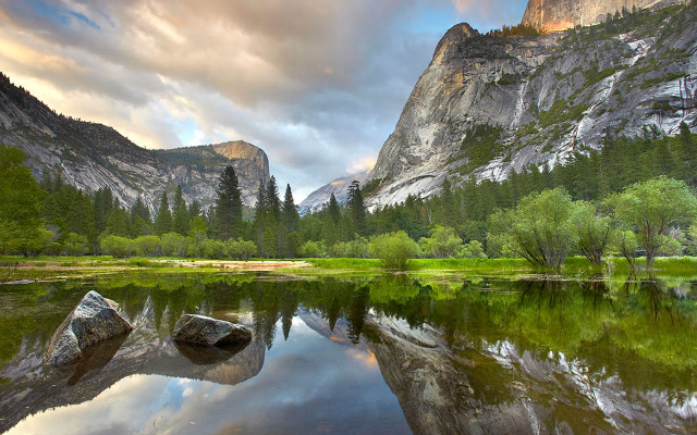 Mountain lake trees cloudy sky #11 free wallpaper for desktop - medium preview image
