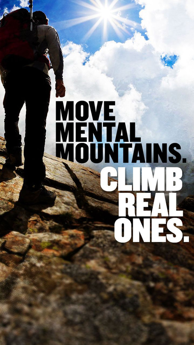 Mountain climber backpack mountains poster free wallpaper for mobile - medium preview image