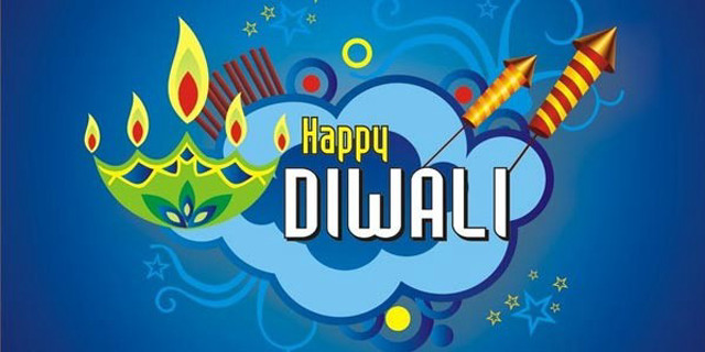 Happy diwali greeting blue crown free wallpaper for desktop - medium preview image