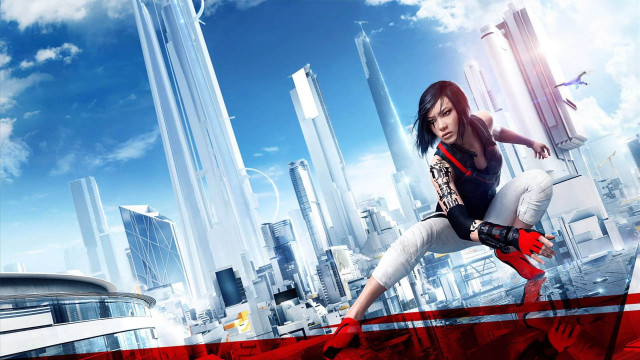 Woman futuristic city red white #2 free wallpaper for desktop - medium preview image
