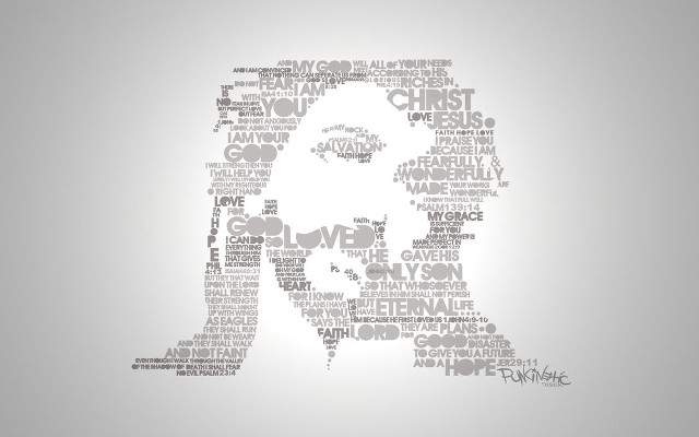 Man face jesus words gray free wallpaper for desktop - medium preview image