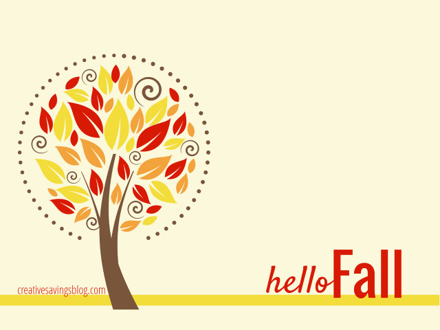 Tree hello fall yellow border free wallpaper for desktop - medium preview image